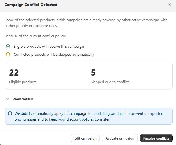 2. Conflict summary modal
