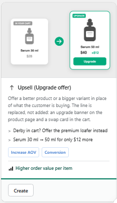 The Upsell (Upgrade offer) template card in the Discount Prime Templates gallery