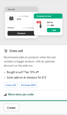 The Cross-sell template card in the Discount Prime Templates gallery