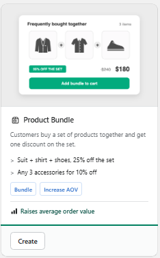The Product Bundle template card in the Discount Prime Templates gallery