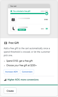 The Free Gift template card in the Discount Prime Templates gallery